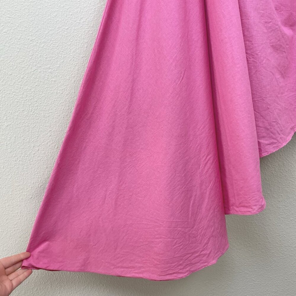 Aakaa Women's Small Bubblegum Pink One Shoulder Asymmetric Gown Linen Cut Out - Picture 6 of 16